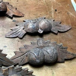 Antique American Victorian Eastlake Carved Leaves Wood Drawer Pulls 3 Available