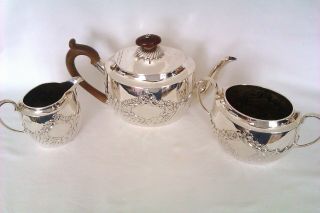 Solid Silver Victorian Tea Set J.  Aldwinckle & T.  Slater 1889 936 Grams