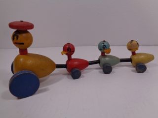 Vintage Fisher Price Wooden Pull Toy Ducks 1950s Collectible Usa East Aurora Ny