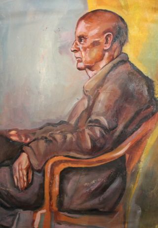 Vintage Impressionist Oil Painting Old Male Portrait