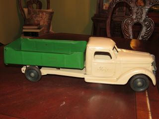 Vintage Buddy L Pressed Steel Beige/green Dump Truck - All - V.  G.
