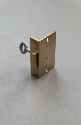 English brass 4 lever cupboard cabinet door furniture lock c/w key New/old stock 4