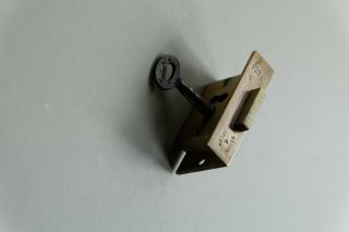 English brass 4 lever cupboard cabinet door furniture lock c/w key New/old stock 5