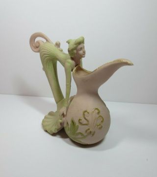 Antique Art Nouveau Figural Lady Bisque Schafer Vater German Creamer Rare