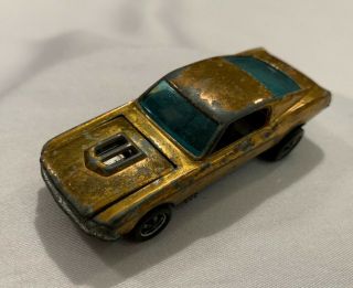 Vintage 1967 Hot Wheels Redline Custom Mustang Gold