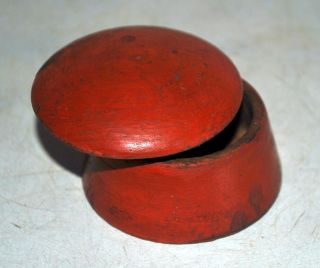 Old Antique Wooden Hand Crafted Laquer Painted Tikka Box Collectible Kumkum Box 2