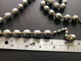 Sign Miriam Haskell Large Silver Baroque Pearls Rhinestone Necklace Jewelry 22” 10