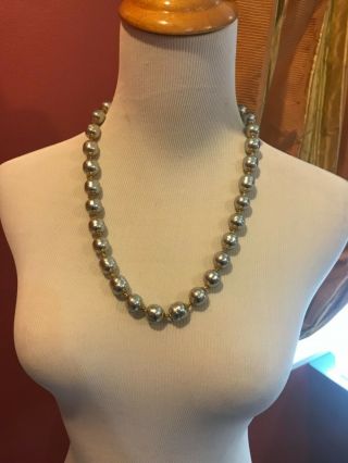 Sign Miriam Haskell Large Silver Baroque Pearls Rhinestone Necklace Jewelry 22” 3