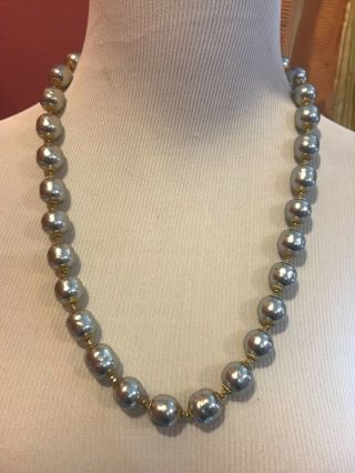 Sign Miriam Haskell Large Silver Baroque Pearls Rhinestone Necklace Jewelry 22” 4