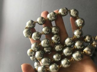 Sign Miriam Haskell Large Silver Baroque Pearls Rhinestone Necklace Jewelry 22” 9