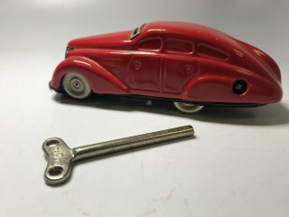Vintage Schuco Tin Plate Clock Work 1010 Toy Car W/ Key
