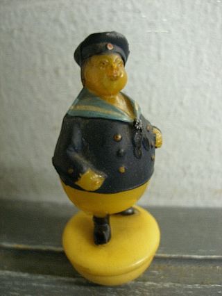 Antique Rare Celluloid Roly Poly Toy Figurine Nautical Sailor