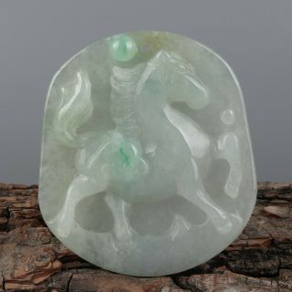 Chinese Exquisite Hand - Carved Horse Carving Jadeite Jade Pendant