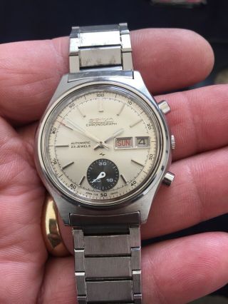 Vintage Rare Seiko Chronograph 7018 - 8000 23 Jewels Watch Orologio Montre Uhren