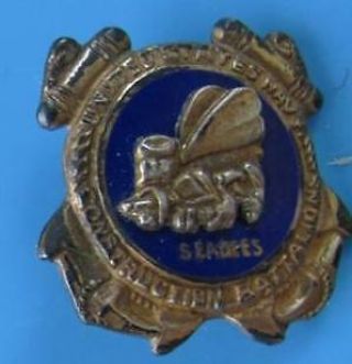 Seabee Constuction Battalion Wwii Sterling Silver Pin B