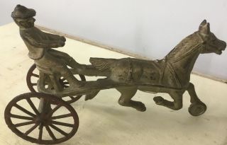 Antique Cast Iron Horse Drawn Buggy Toy