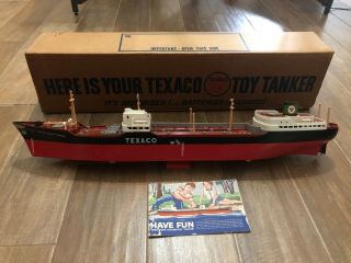 1960’s Texaco Toy Tanker North Dakota Plastic Oil Ship Vintage