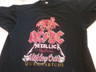 Metallica Ac/dc 1991 Eu Monsters Of Rock Shirt Xl Nmint Rare Vintage Htf