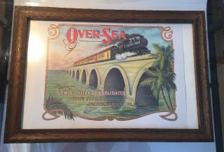 Vintage Over - Sea Lewis Chitty Consolidated Train Print Vintage Raw Wood Frame