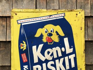 Vintage 50s KEN - L Biskit Dog Food Advertising Sign Animal Feeds Pet Store 2