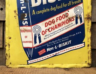 Vintage 50s KEN - L Biskit Dog Food Advertising Sign Animal Feeds Pet Store 4