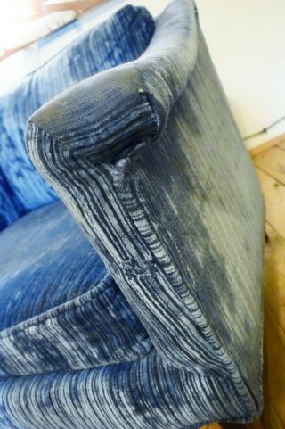 Vintage Adrian Pearsall Dark Blue Striped Velvet Mid Century Modern Club Chairs 11