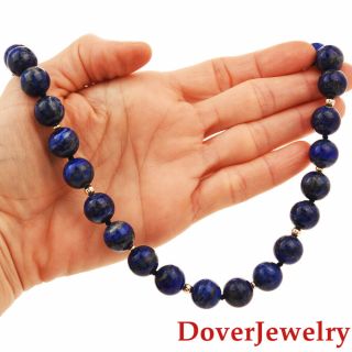 Estate Lapis Lazuli 14k Gold Bead Necklace 88.  6 Grams Nr