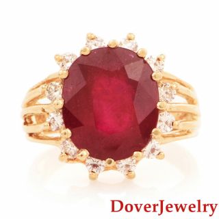 Estate Diamond 7.  04ct Ruby 14k Yellow Gold Cocktail Ring 6.  3 Grams Nr