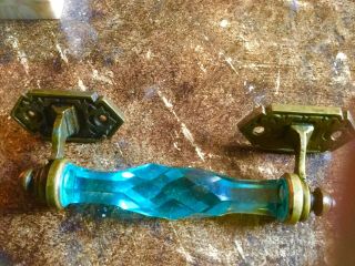 Antique Style Brass And Coloured Glass Door Pull Handle