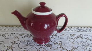 Mccormick Teapot W Diffuser 4 Cup Maroon By Hall China East Liverpool,  Oh