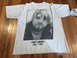 90s Kurt Cobain Nirvana Rip T - Shirt Vintage Extremely Rare Pearl Jam