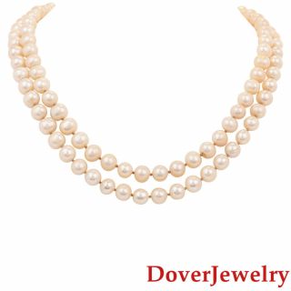Estate Pearl 14K White Gold Long Necklace 76.  8 Grams NR 2