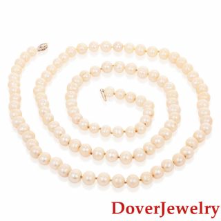 Estate Pearl 14K White Gold Long Necklace 76.  8 Grams NR 3