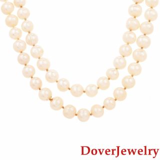Estate Pearl 14K White Gold Long Necklace 76.  8 Grams NR 4