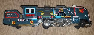 Made In Japan By Marunaka Toys Locomotive Rare C - 732 Santa Fe Lines Train Tin