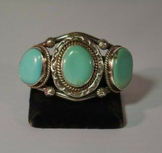 Stover Paul Bear Turquoise Vintage Navajo Sterling Silver Bracelet 104,  974
