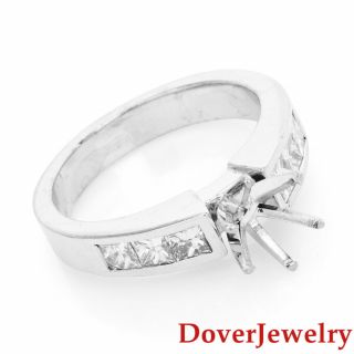 Modern Diamond 14k White Gold Mounting Engagement Ring 5.  4 Grams Nr
