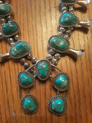 ANTIQUE squash blossom necklace BISBEE Turquoise Sterling 214 grams 26 
