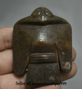7cm Old China Neolithic Period Hongshan Culture Jade Bat Birds Figure Statue