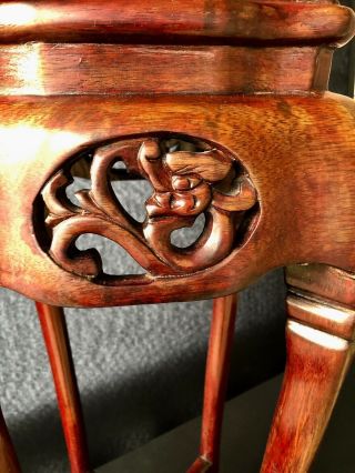 VINTAGE CHINESE CARVED WOOD PLANT STAND BONSAI STAND LOTUS DRAGON CLAW FOOT RARE 7