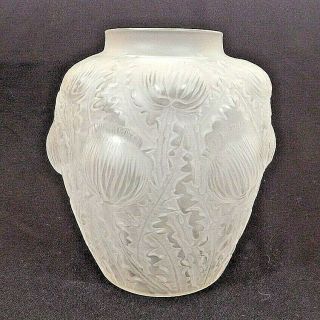 Antique R.  Lalique Domremy Art Glass Thistle Vase Pre - 1945 Mark France Flowers