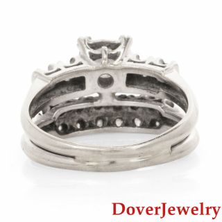 Estate Diamond 14K White Gold Engagement Wedding Ring Set NR 4
