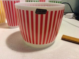 VINTAGE RARE HAZEL ATLAS 8 CANDY STRIPED GLASSES WITH ICE BUCKET AND CARRIER 6