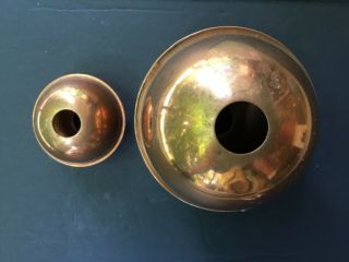 Vintage Set Of 2 Polished Copper Weathervane Balls 4” & 2”