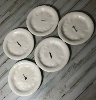 Rae Dunn Vintage Kitchen Utensils 5 Salad Dessert Plates 8.  25 "