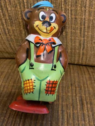 Vintage Tin Toy Wind Up Bear - J.  Chein And Co