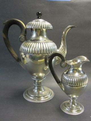 1830 Antique Sterling Silver 2 Piece Coffee Service Hallmarked For Berlin City