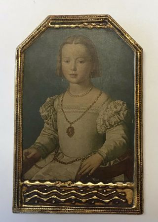 Vintage Florentine Gold Wood Wall Plaque Italy Portrait Of Bia De 