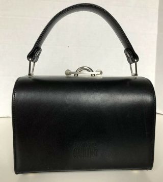 Jean Paul Gaultier 1990s Vintage Small Black Leather Gothic Doctor Bag Handbag