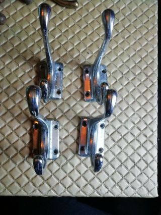 4 x old Vintage chrome hooks 2